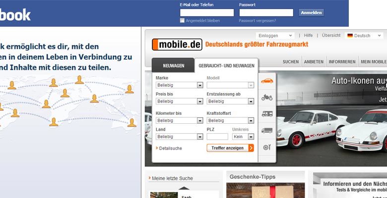 Facebook & mobile.de Screenshot