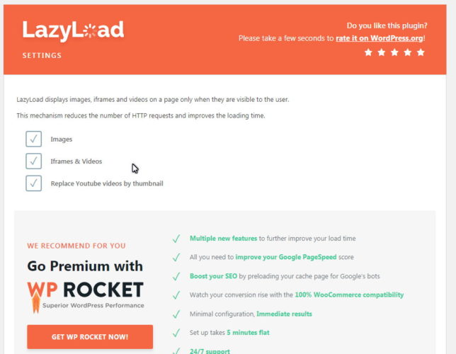 Wordpress Lazy Load by Rocket