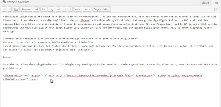 Code platzieren