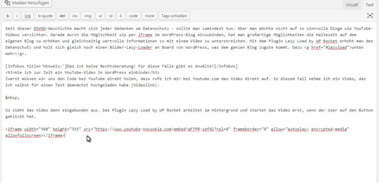 Code platzieren